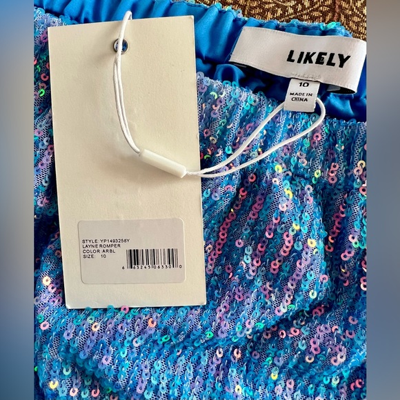 LIKLEY Layne Sequin Romper Arbl Blue size 10 - (NWT) - Picture 7 of 9